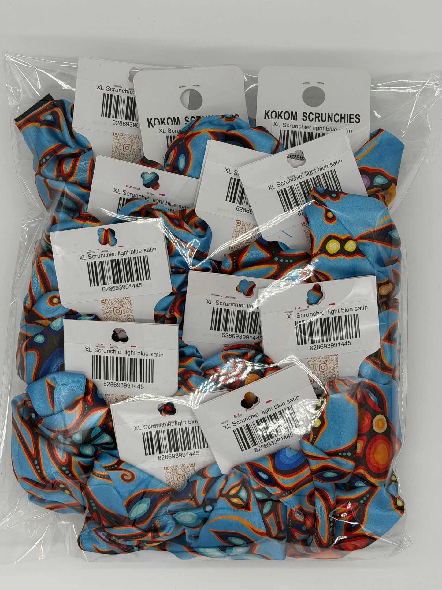 XL Scrunchie: light blue satin (12 pack)