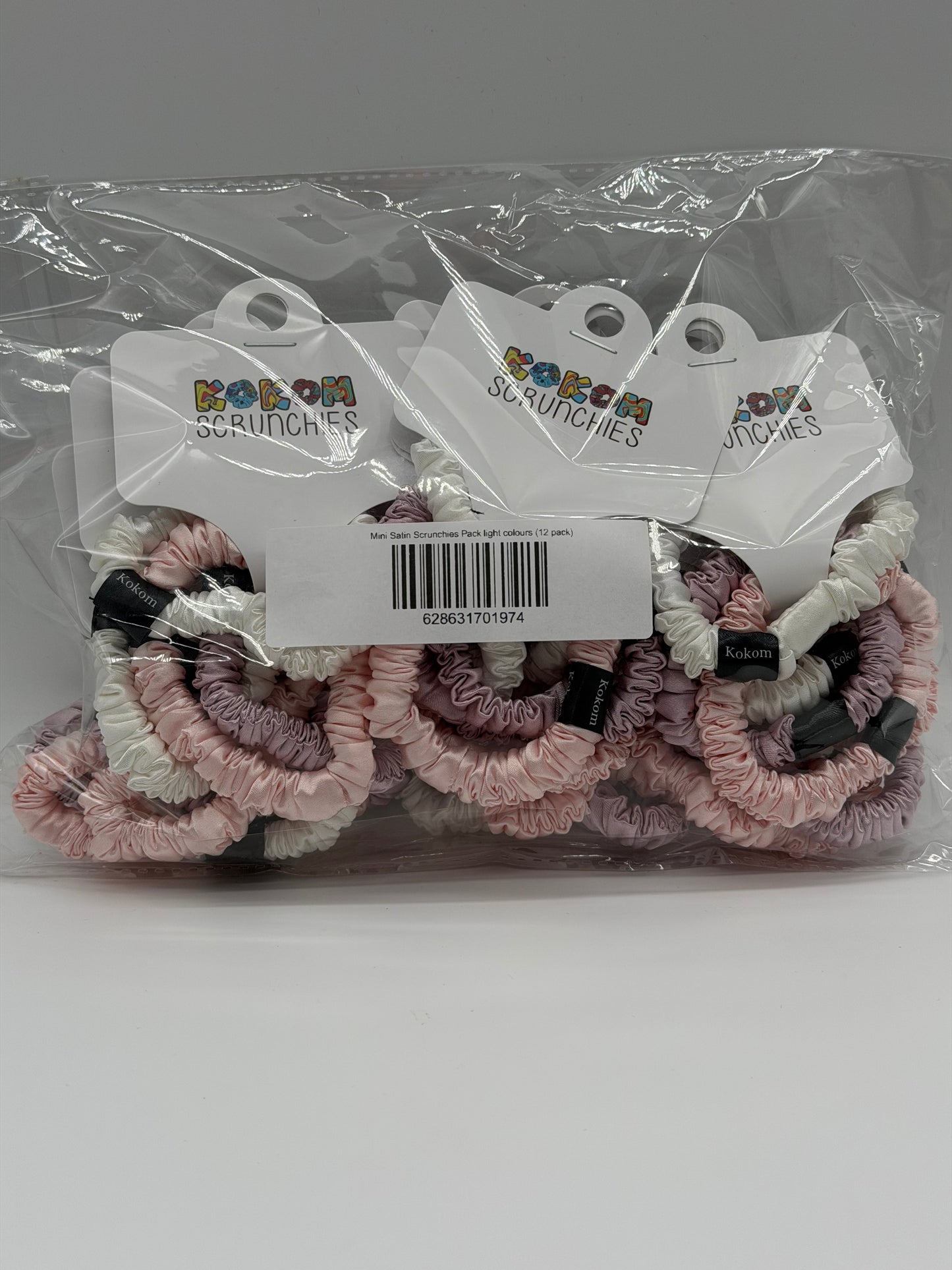 Mini Satin Scrunchies Pack light colours (12 pack)