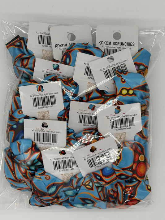 XL Scrunchie: light blue satin (12 pack)