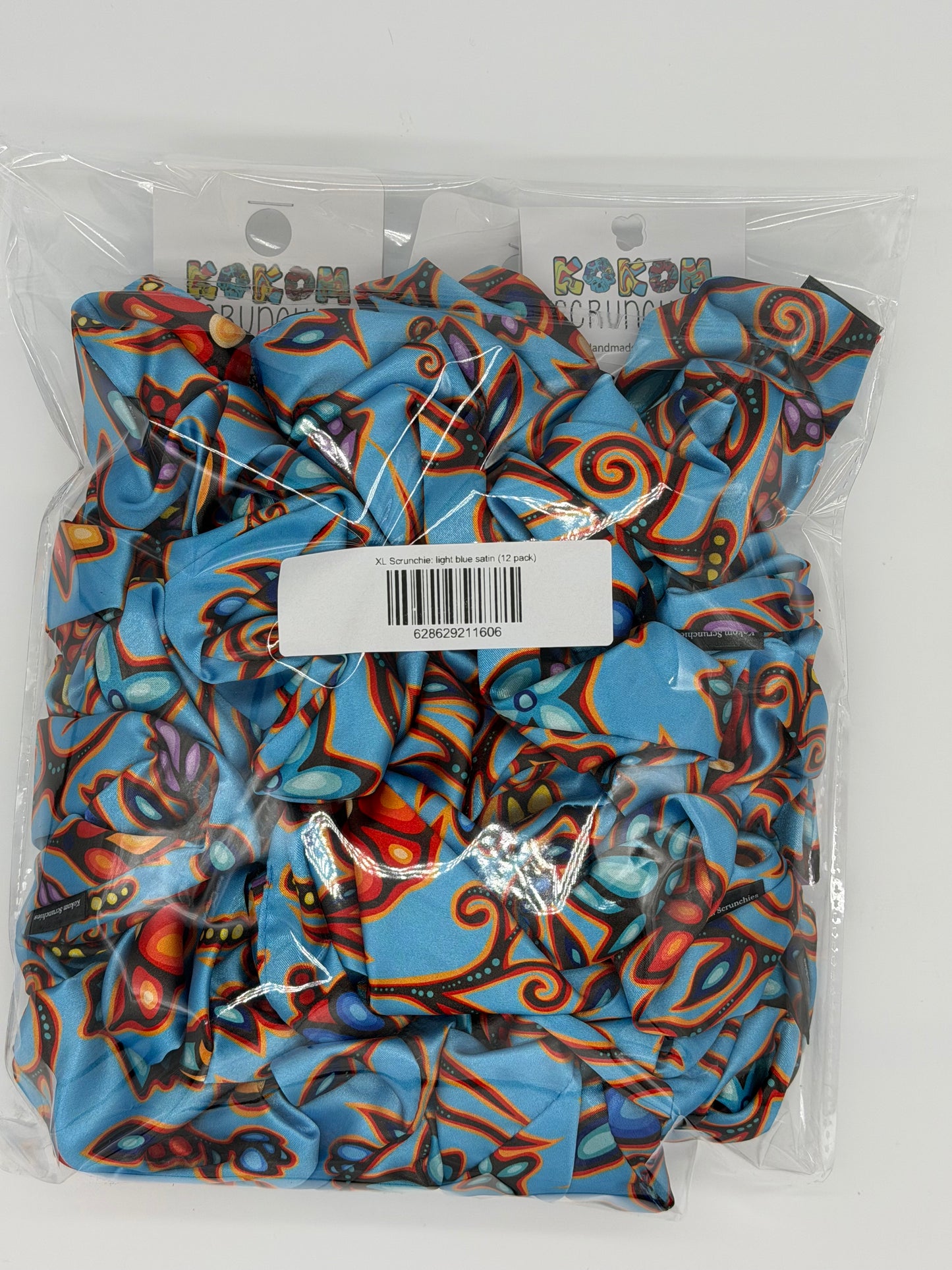 XL Scrunchie: light blue satin (12 pack)