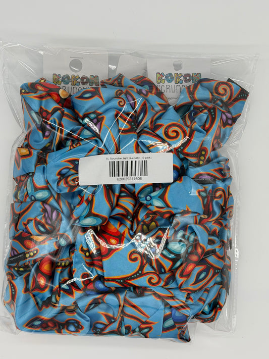 XL Scrunchie: light blue satin (12 pack)