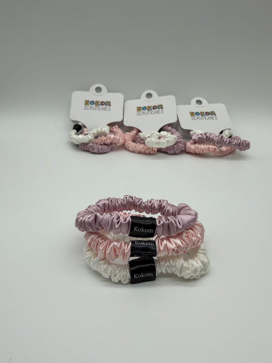 Mini Satin Scrunchies Pack light colours