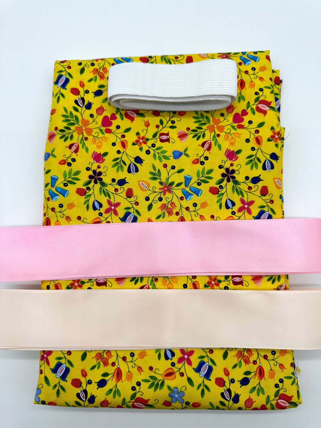 Child Yellow Floral Ribbon Skirt Kit