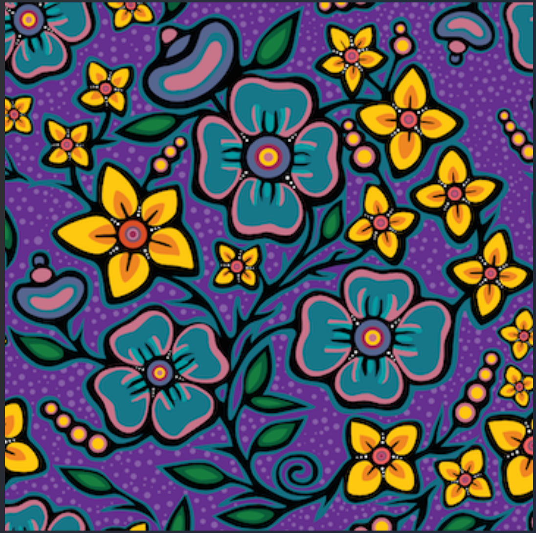 JT Ojibway Florals Purple – Kokom Scrunchies