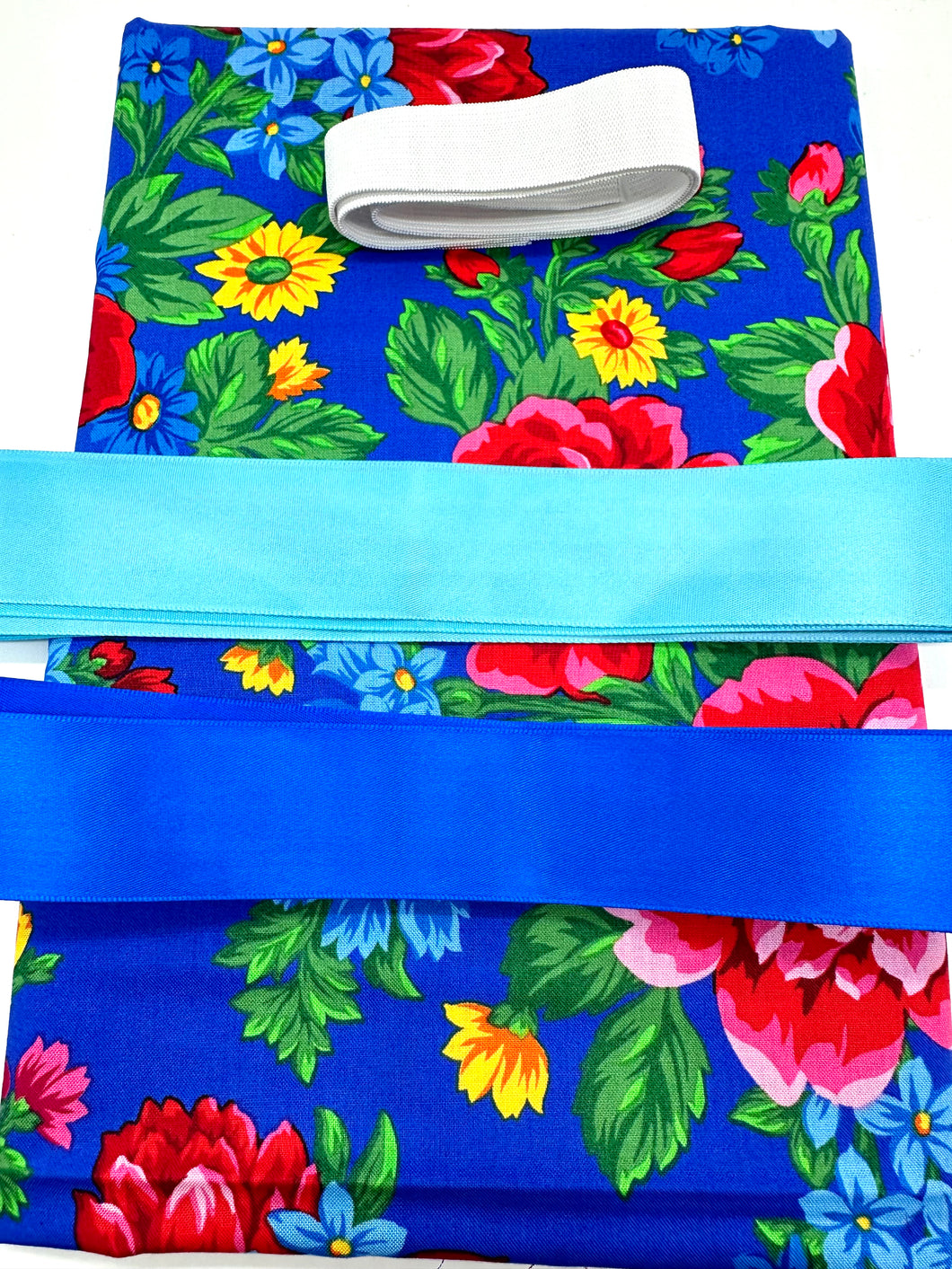 Child Blue Kokom Floral Ribbon Skirt Kit