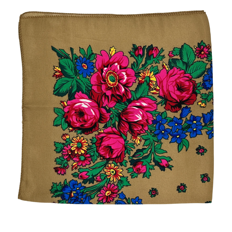 floral pattern on a light brown background