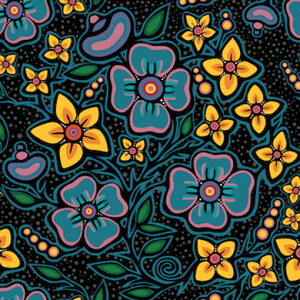 JT Ojibway Florals Black