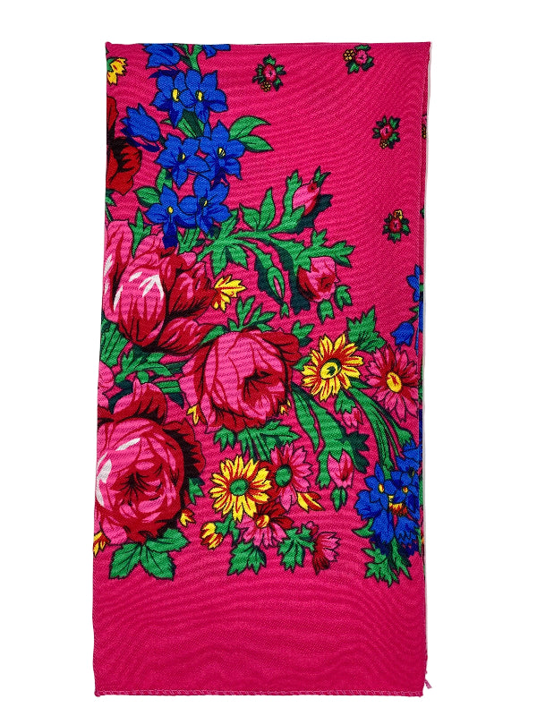 Floral patterned fabric with pink background