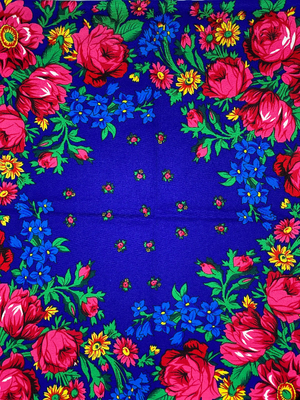 floral pattern o a royal blue background