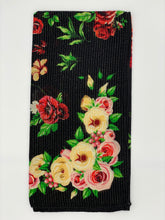 Load image into Gallery viewer, Black Vintage Floral Metallic Scarf
