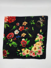 Load image into Gallery viewer, Black Vintage Floral Metallic Scarf

